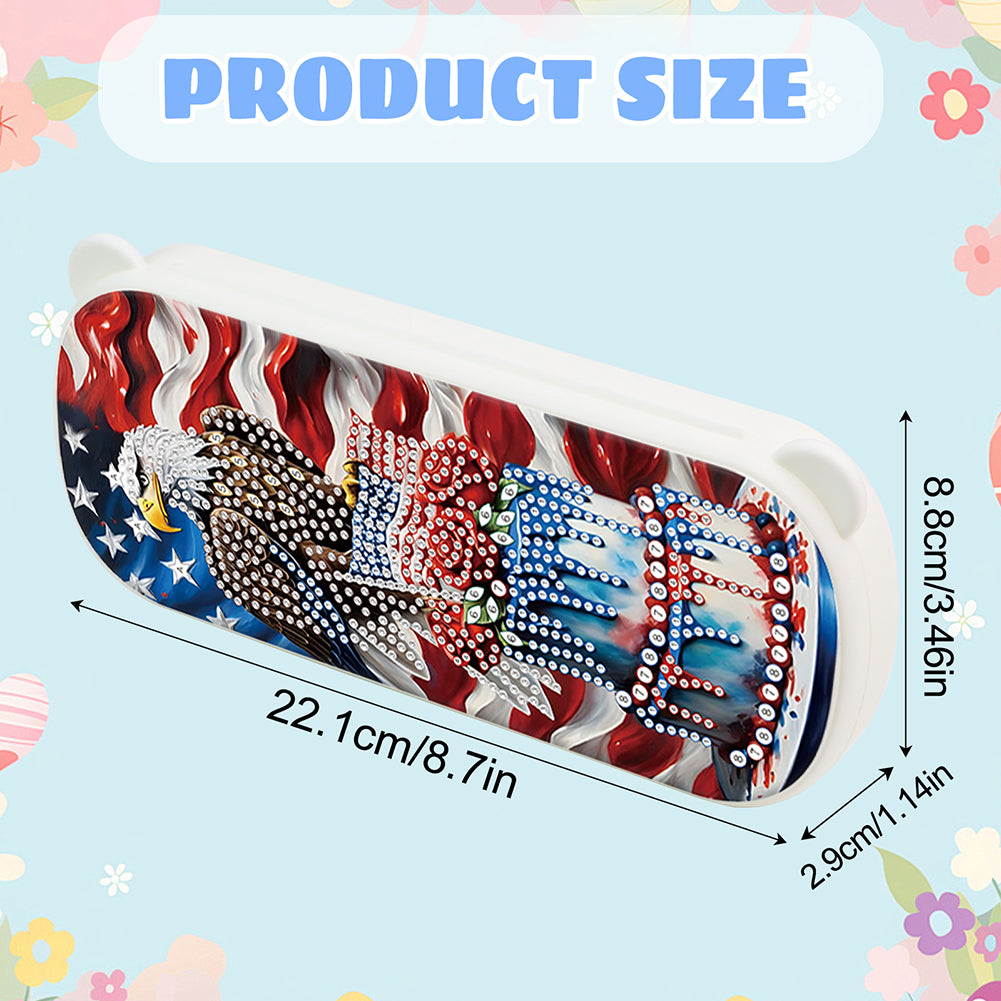 Diamond Painting Storage Box Independence Day Wooden Jewelry Case for Art Crafts
