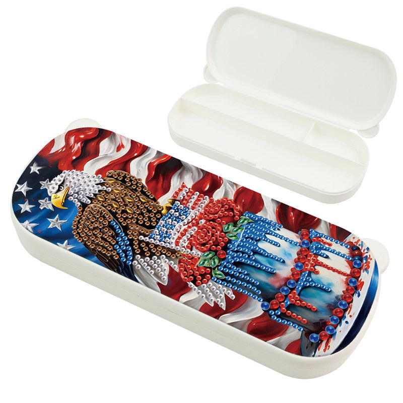 Diamond Painting Storage Box Independence Day Wooden Jewelry Case for Art Crafts