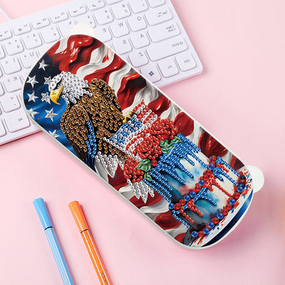 Diamond Painting Storage Box Independence Day Wooden Jewelry Case for Art Crafts