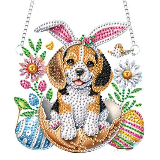 2 Pcs Easter Diamond Art Hanging Pendant 5D DIY Diamond Painting Dots Pendant