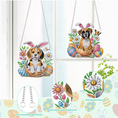 2 Pcs Easter Diamond Art Hanging Pendant 5D DIY Diamond Painting Dots Pendant