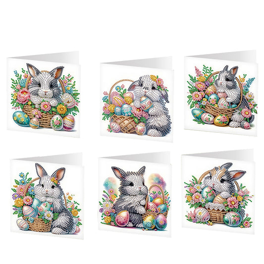 6pcs Easter Diamond Painting Greeting Cards DIY Handmade Arts Crafts for Easter