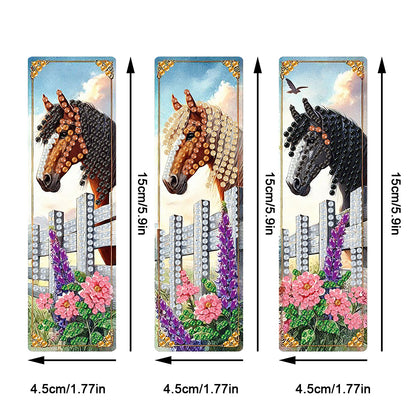 3Pcs Flower Diamond Painting Bookmarks with Pendant 5D Diamond Art Bookmark Kits