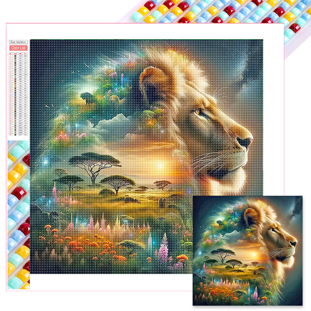 Diamond Painting - Full Square - Lion Silhouette (50*50CM)