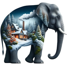 Load image into Gallery viewer, Diamond Painting - Full Round - Elephant And Snow Scene (30*30CM)
