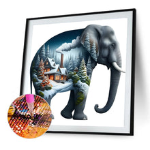 Load image into Gallery viewer, Diamond Painting - Full Round - Elephant And Snow Scene (30*30CM)
