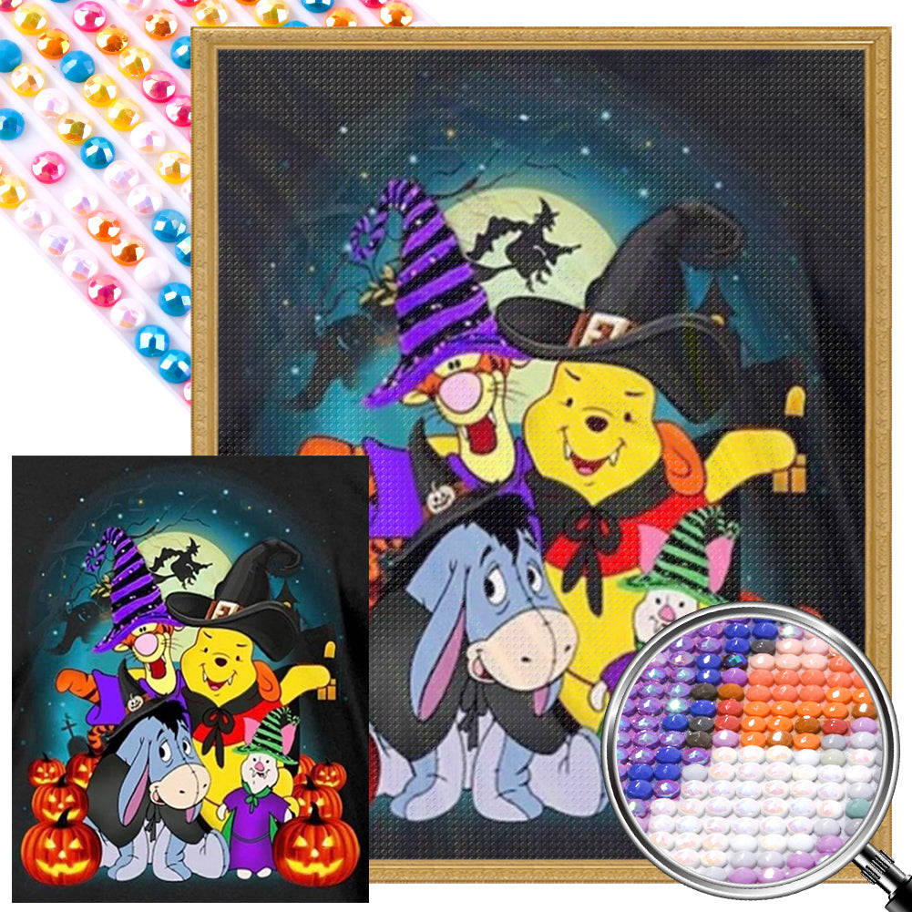 AB Diamond Painting - Full Round - Halloween With Winnie The Pooh And Friends (40*50CM)