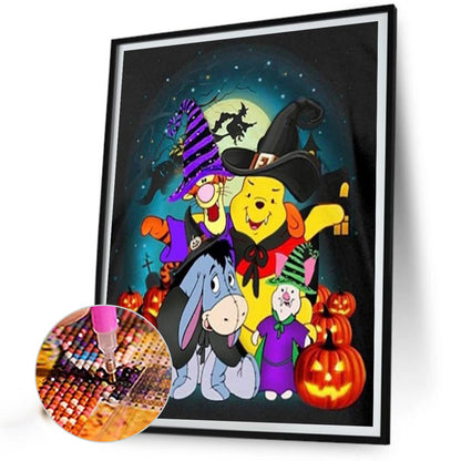 AB Diamond Painting - Full Round - Halloween With Winnie The Pooh And Friends (40*50CM)