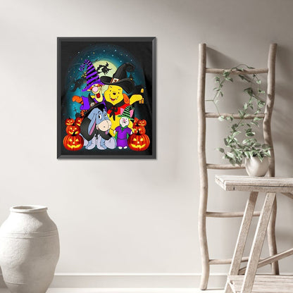 AB Diamond Painting - Full Round - Halloween With Winnie The Pooh And Friends (40*50CM)