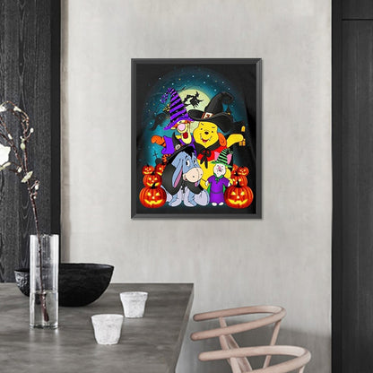 AB Diamond Painting - Full Round - Halloween With Winnie The Pooh And Friends (40*50CM)