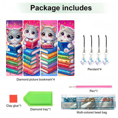 4 Pcs Animal Diamond Painting Bookmarks Diamond Art Bookmarks for Book Lovers
