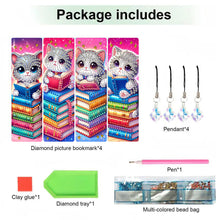 Load image into Gallery viewer, 4 Pcs Animal Diamond Painting Bookmarks Diamond Art Bookmarks for Book Lovers
