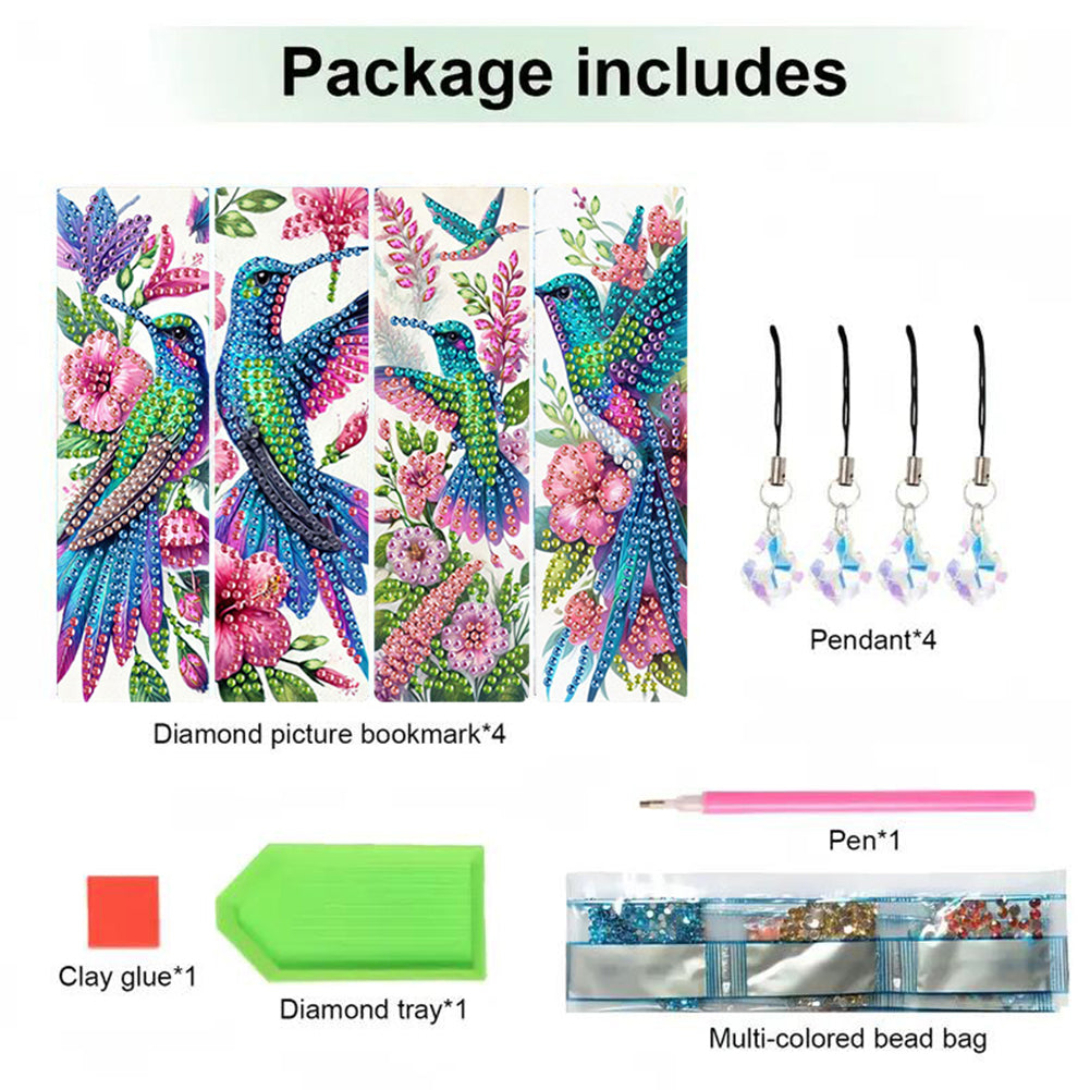 4 Pcs Animal Diamond Painting Bookmarks Diamond Art Bookmarks for Book Lovers
