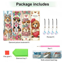 Load image into Gallery viewer, 4 Pcs Animal Diamond Painting Bookmarks Diamond Art Bookmarks for Book Lovers
