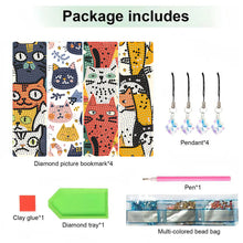 Load image into Gallery viewer, 4 Pcs Animal Diamond Painting Bookmarks Diamond Art Bookmarks for Book Lovers
