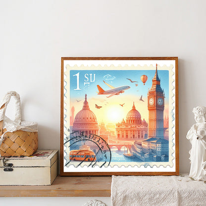 Diamond Painting - Full Round - Famous Buildings With Stamps (30*30CM)