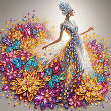 Load image into Gallery viewer, Diamond Painting - Partial Special Shaped - Girl In Flower Skirt (30*30CM)
