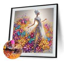 Load image into Gallery viewer, Diamond Painting - Partial Special Shaped - Girl In Flower Skirt (30*30CM)
