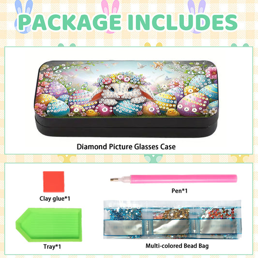 Easter Day Leather 5D Diamond Painting Sunglass Case Diamond Art Sunglasses Case