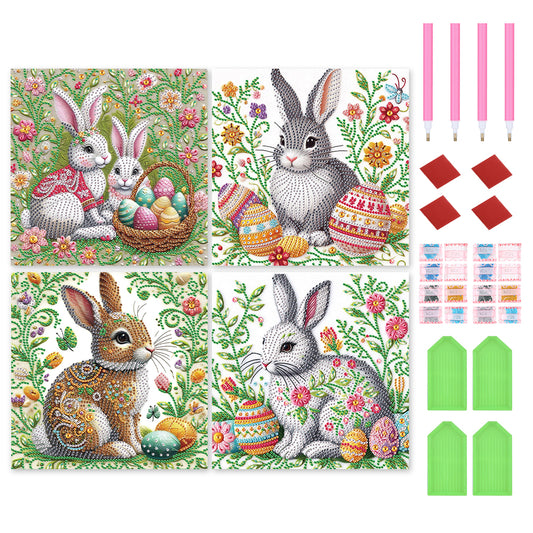 4pcs Partial Special Diamond Painting Set - Easter Egg Bunny (30*30CM)