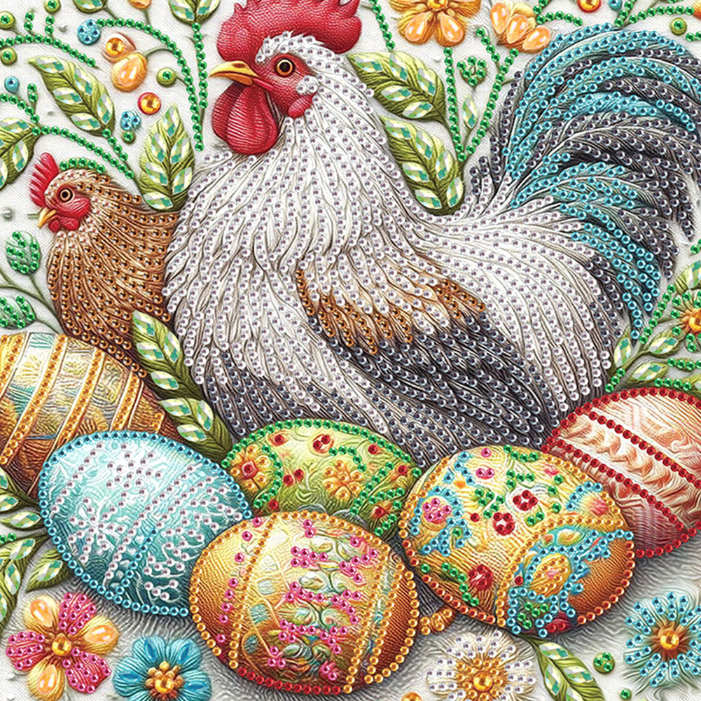 4pcs Partial Special Diamond Painting Set - Easter Egg Chicken (30*30CM)