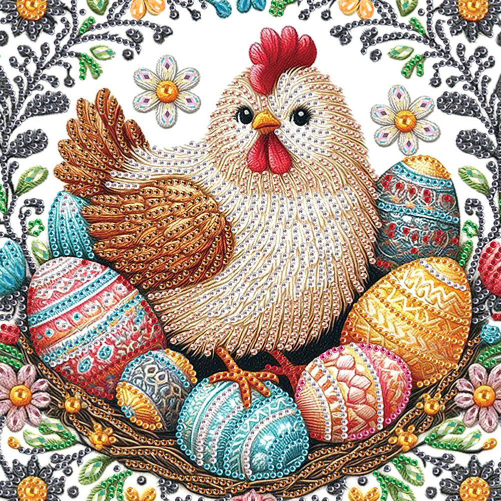 4pcs Partial Special Diamond Painting Set - Easter Egg Chicken (30*30CM)