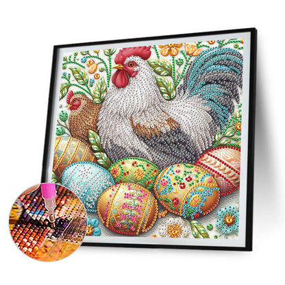 4pcs Partial Special Diamond Painting Set - Easter Egg Chicken (30*30CM)