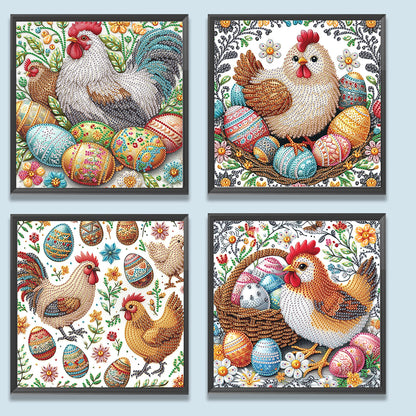 4pcs Partial Special Diamond Painting Set - Easter Egg Chicken (30*30CM)