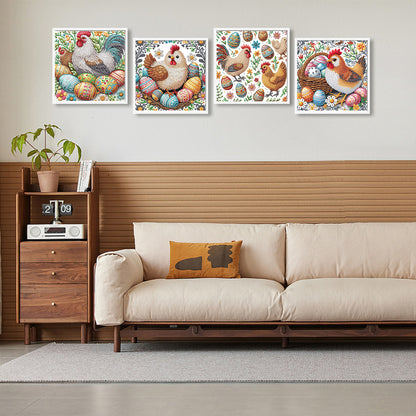 4pcs Partial Special Diamond Painting Set - Easter Egg Chicken (30*30CM)