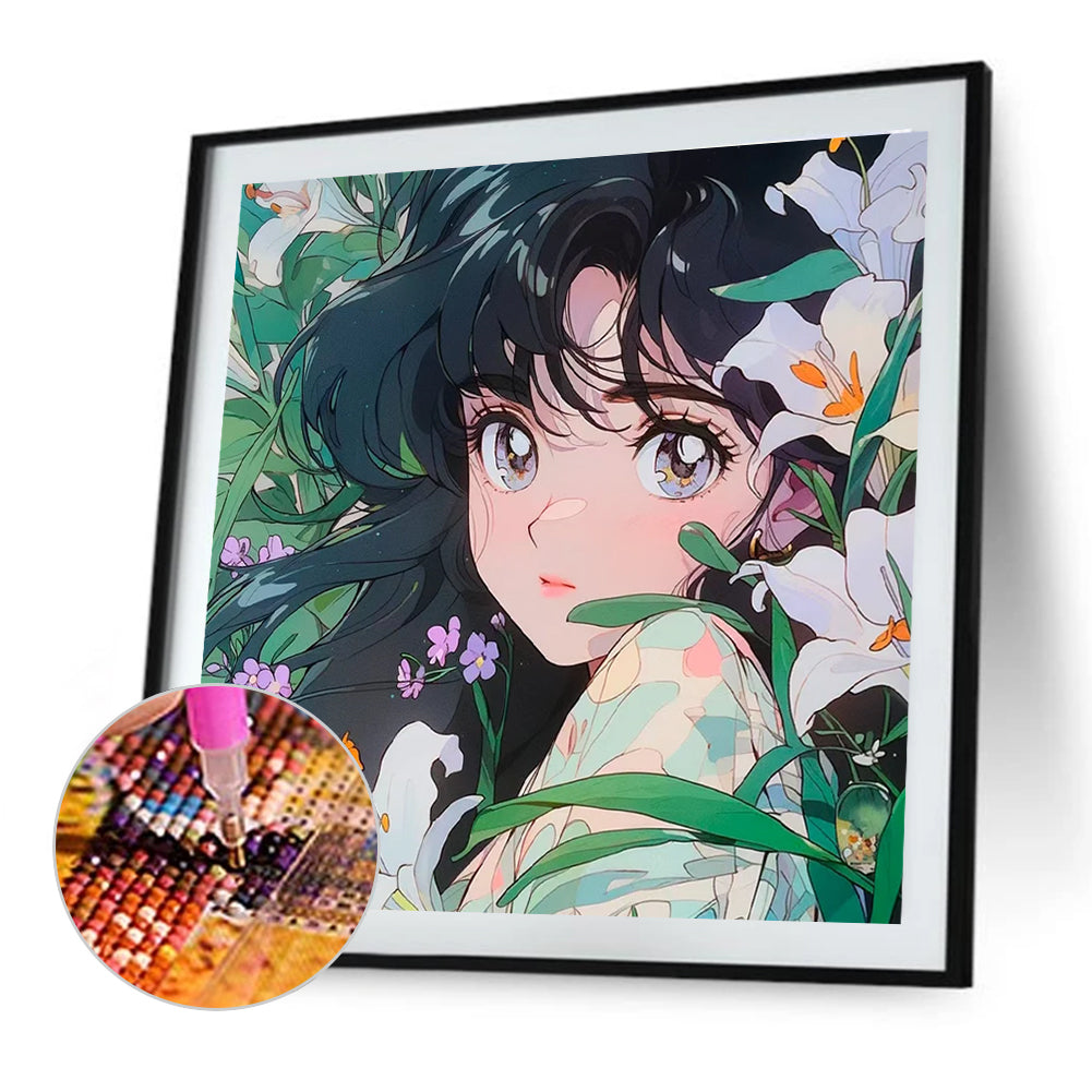 Diamond Painting - Full Round - Cartoon Girl (30*30CM)