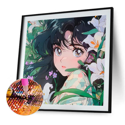 Diamond Painting - Full Round - Cartoon Girl (30*30CM)