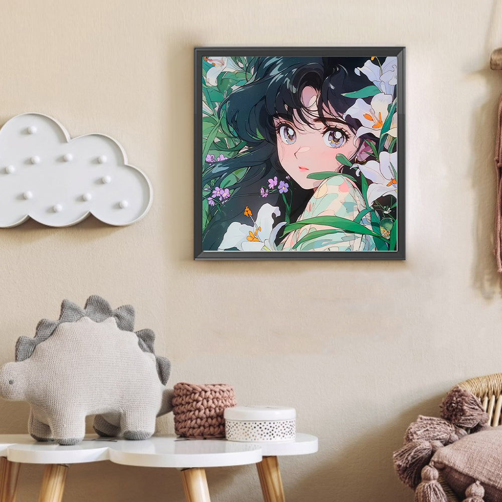 Diamond Painting - Full Round - Cartoon Girl (30*30CM)