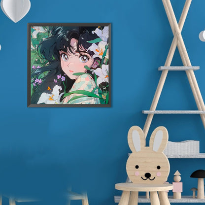 Diamond Painting - Full Round - Cartoon Girl (30*30CM)
