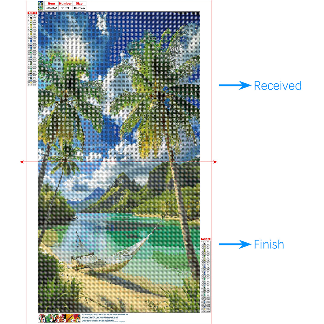 Diamond Painting - Full Round - Beach Ocean Scenery (40*70CM)
