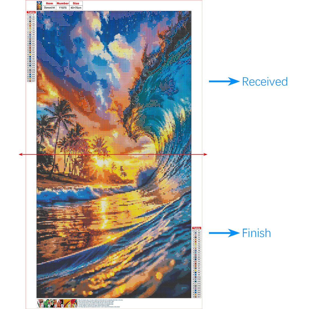 Diamond Painting - Full Round - Beach and ocean scenery(40*70cm）