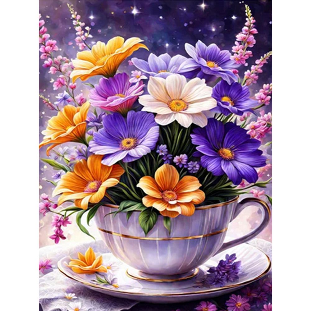 Diamond Painting - Full Round - Porcelain Cup Bouquet (30*40CM)