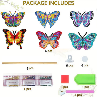 6Pcs Bee Stakes Diamond Painting Kits Animal Diamond Art Kits for Garden Decor