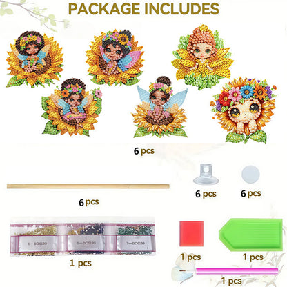 6Pcs Bee Stakes Diamond Painting Kits Animal Diamond Art Kits for Garden Decor