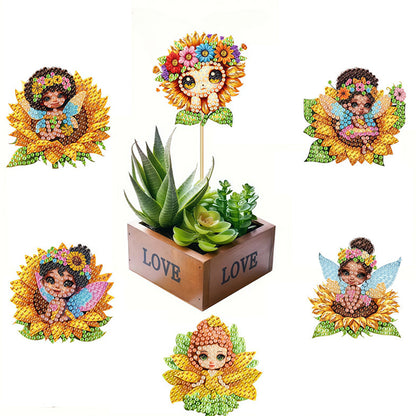 6Pcs Bee Stakes Diamond Painting Kits Animal Diamond Art Kits for Garden Decor
