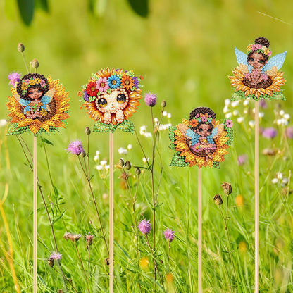 6Pcs Bee Stakes Diamond Painting Kits Animal Diamond Art Kits for Garden Decor