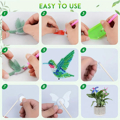 6Pcs Bee Stakes Diamond Painting Kits Animal Diamond Art Kits for Garden Decor