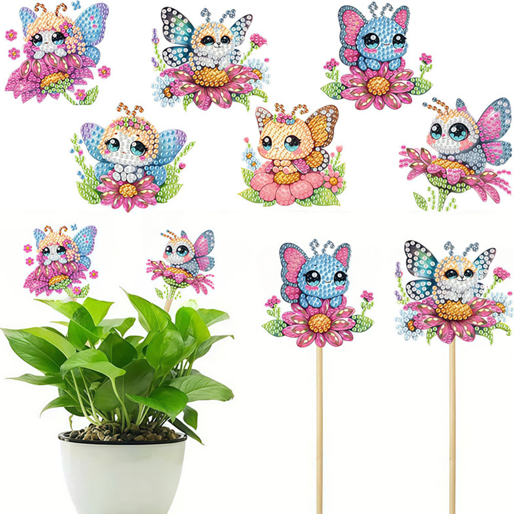6Pcs Bee Stakes Diamond Painting Kits Animal Diamond Art Kits for Garden Decor