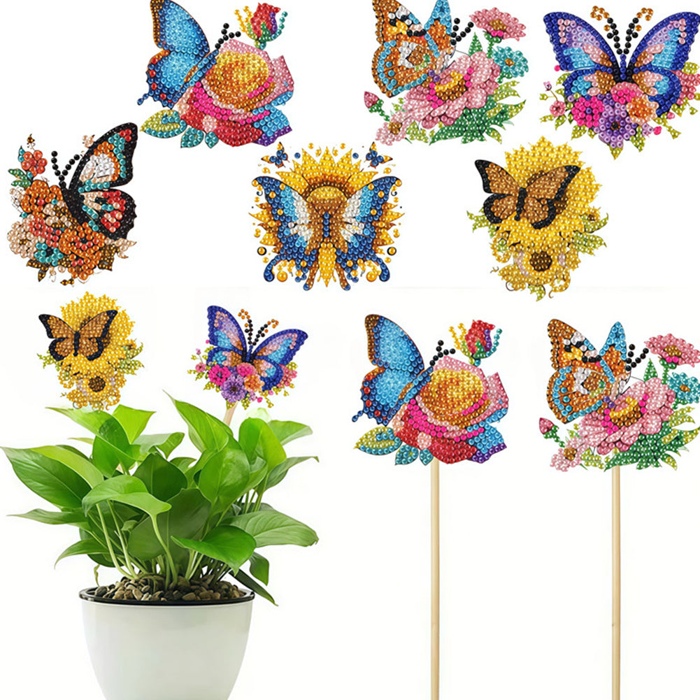 6Pcs Bee Stakes Diamond Painting Kits Animal Diamond Art Kits for Garden Decor