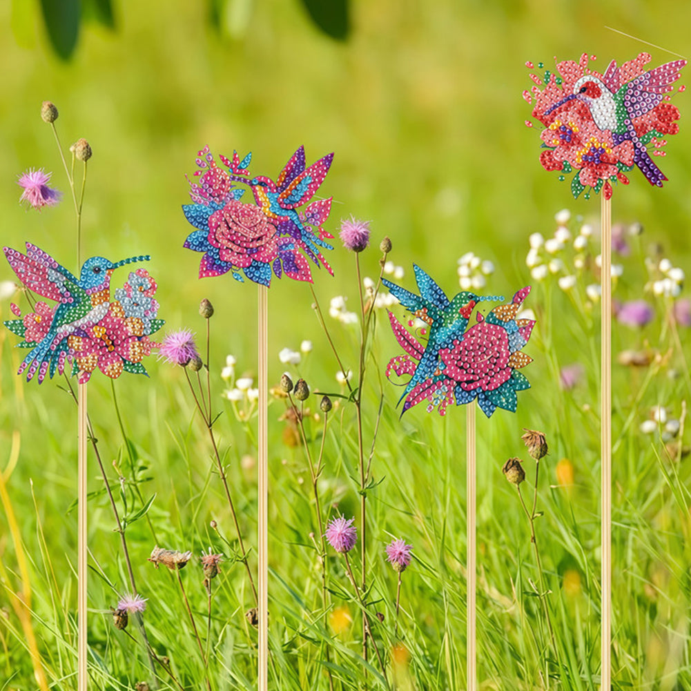 6Pcs Bee Stakes Diamond Painting Kits Animal Diamond Art Kits for Garden Decor