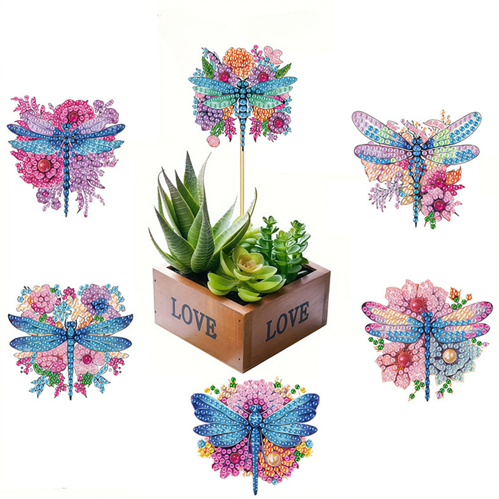 6Pcs Bee Stakes Diamond Painting Kits Animal Diamond Art Kits for Garden Decor