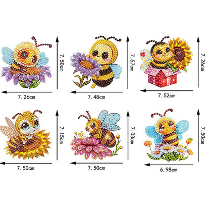 6Pcs Bee Stakes Diamond Painting Kits Animal Diamond Art Kits for Garden Decor