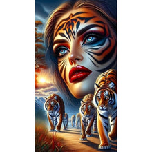 Load image into Gallery viewer, Diamond Painting - Full Round - Tiger And Girl (40*70CM)
