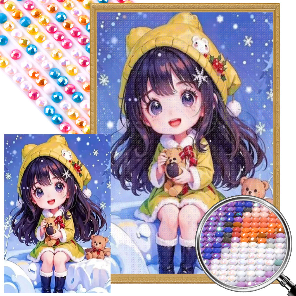 AB Diamond Painting - Full Round - Cute Girl (40*60CM)