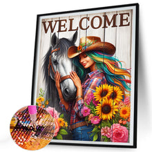 Load image into Gallery viewer, Diamond Painting - Full Round - Cowboy Girl And Horse (35*40CM)
