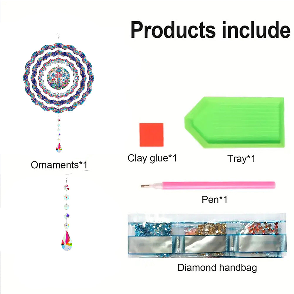 DIY Diamond Painting Art Rotating Wind Chime Acrylic Diamond Art Hanging Pendant